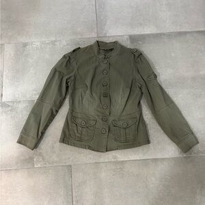 No Boundaries Olive Green Military-Style Button Jacket